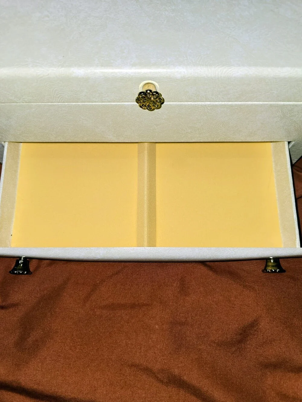 Buxton White Jewelry Organizer Box with Yellow Interior